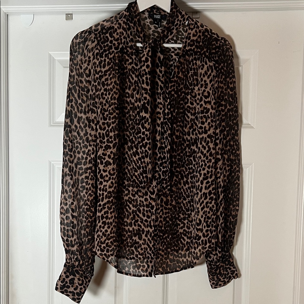 PAIGE Animal Print Blouse - Black and Brown